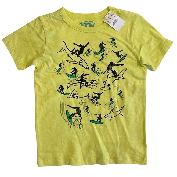 NWT Crewcuts Shark Surfer Short Sleeve Tee Size 6-7 - Picture 1 of 5